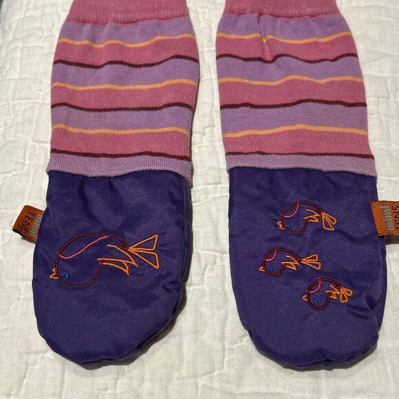 Mimi Tens Baby Mitten Birds Stripes Water Resistant - Picture 1 of 6